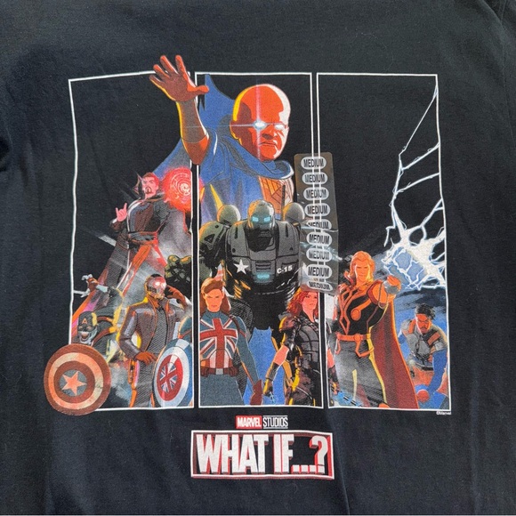 Marvel Other - Marvel Studios What If...? T-shirt Black with Medium Sticker Tag on Front Size M
